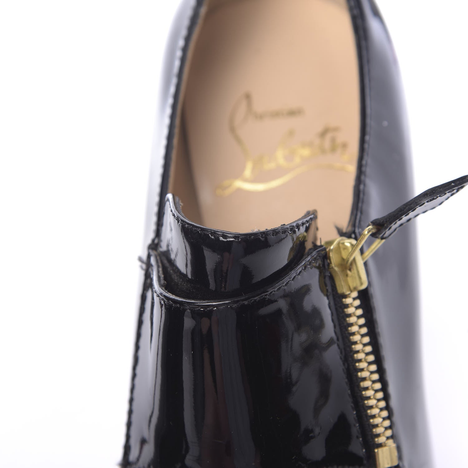 Christian Louboutin Patent Lapano Loafer Zip Booties 36 Black 13 of 14