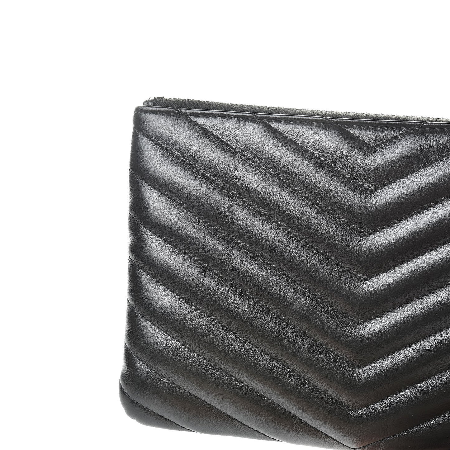Calfskin Matelasse Chevron Monogram Pouch Black