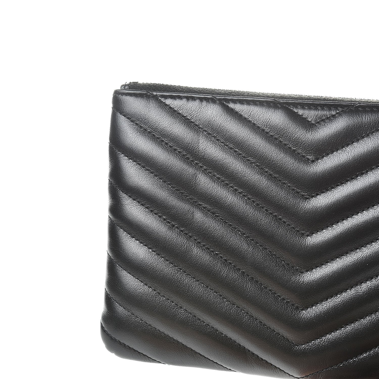 Saint Laurent Calfskin Matelasse Chevron Monogram Pouch Black 8 of 8