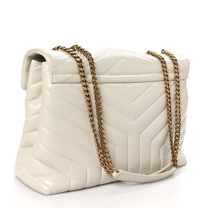 Saint Laurent Calfskin Y Quilted Monogram Medium Loulou Chain Satchel Crema Soft 3 of 11