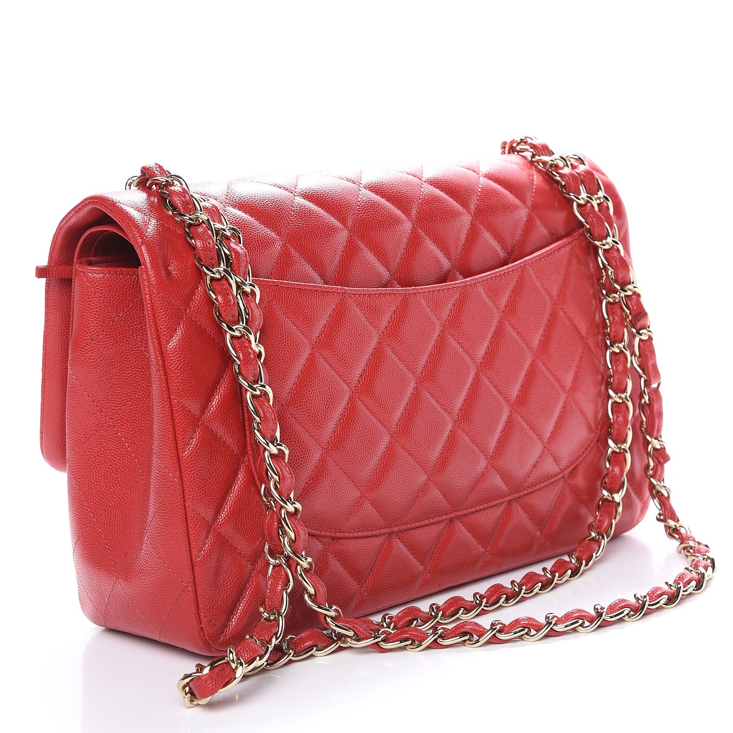Caviar Quilted Jumbo Double Flap Red