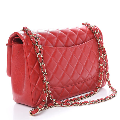 Chanel Caviar Quilted Jumbo Double Flap Red 3 of 20