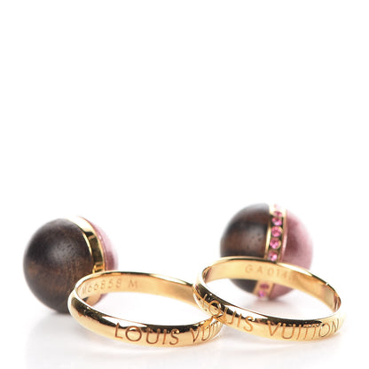 Louis Vuitton Wood Enamel Ball Ring Set 6.5 Brown Pink 8 of 12