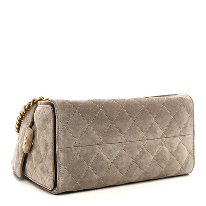 Chanel Suede Quilted Small Chanel 25 Handbag Dark Grey 4 of 11