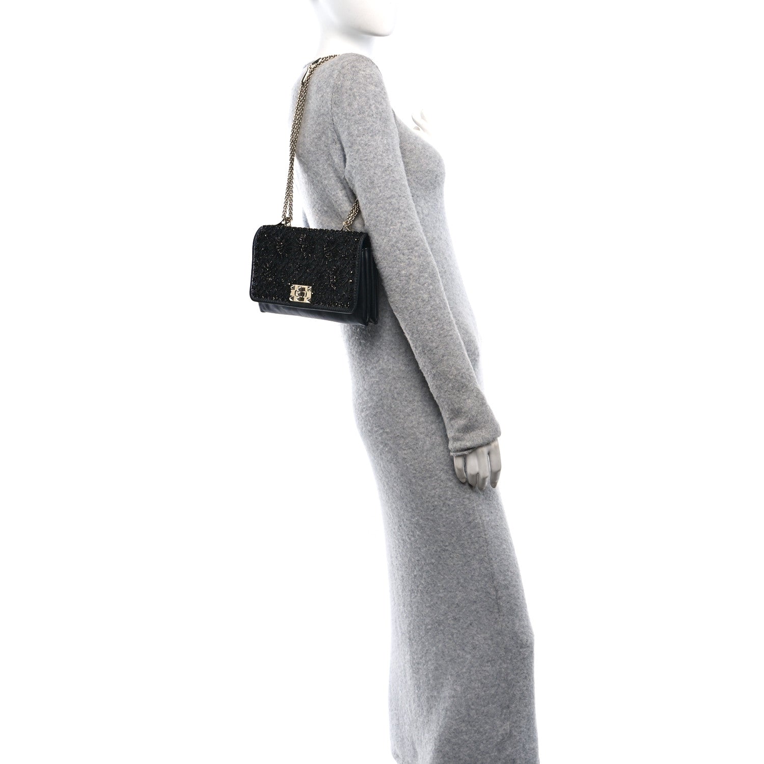 Valentino Garavani Lambskin Beaded Embroidery Medium Girello Flap Black 2 of 10