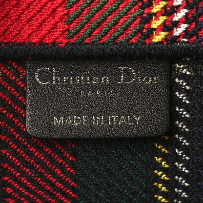 Christian Dior Canvas Embroidered Medium Tartan Check Book Tote Red Multicolor 6 of 9