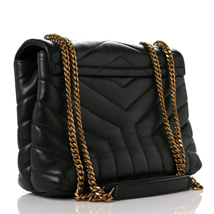 Saint Laurent Calfskin Y Quilted Monogram Small Loulou Chain Satchel Olive 2 of 8