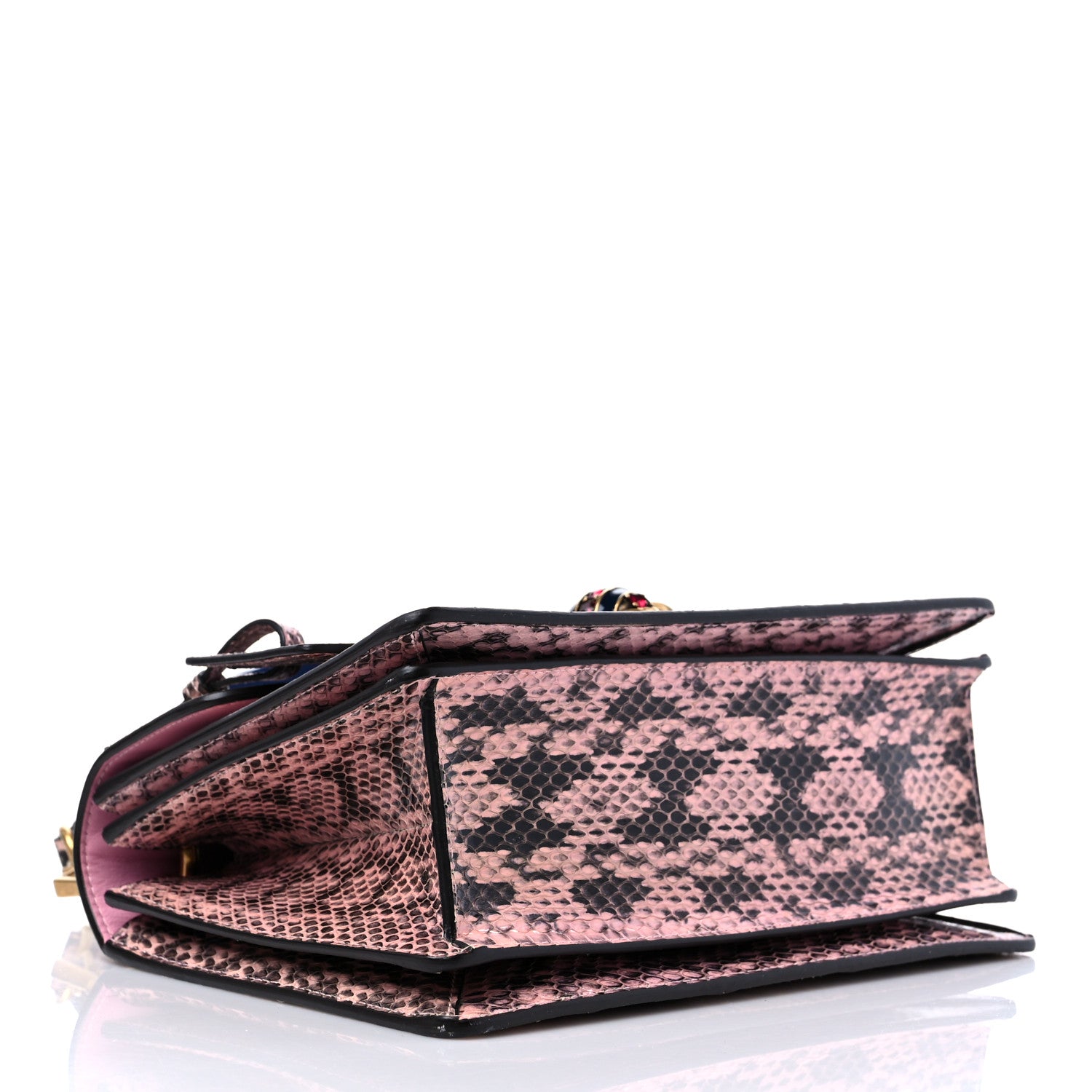 Gucci Snakeskin Sylvie Web Small Queen Margaret Top Handle Bag Pink 4 of 11