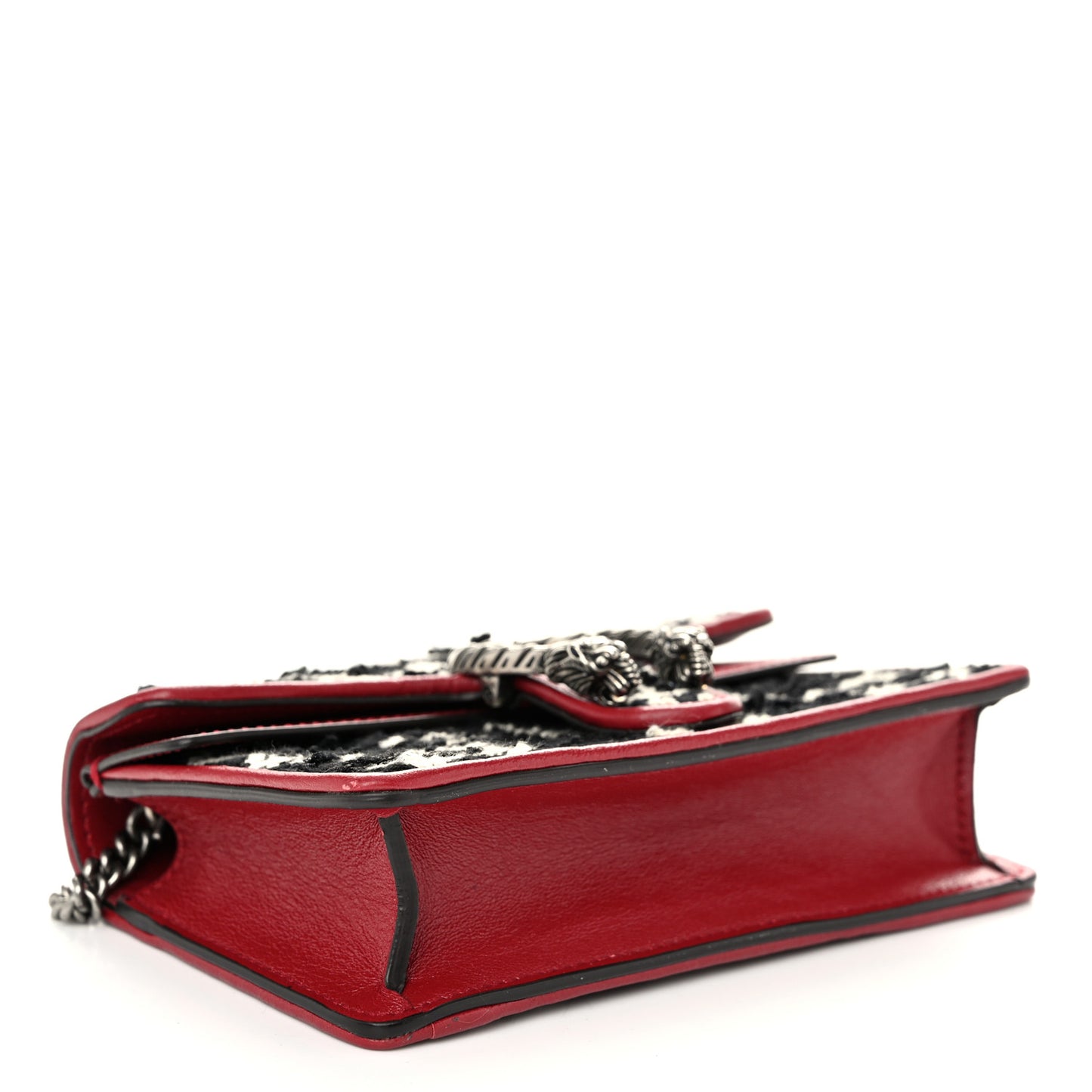 Tweed GG Monogram Super Mini Dionysus Shoulder Bag Black White Romantic Cherry