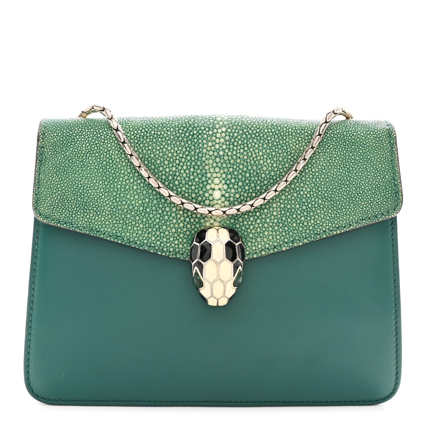 Bulgari Galuchat Calfskin Serpenti Forever Crossbody Bag Green 1 of 10
