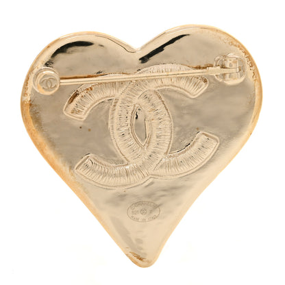 Chanel Metal Enamel CC Heart Brooch Gold 3 of 4