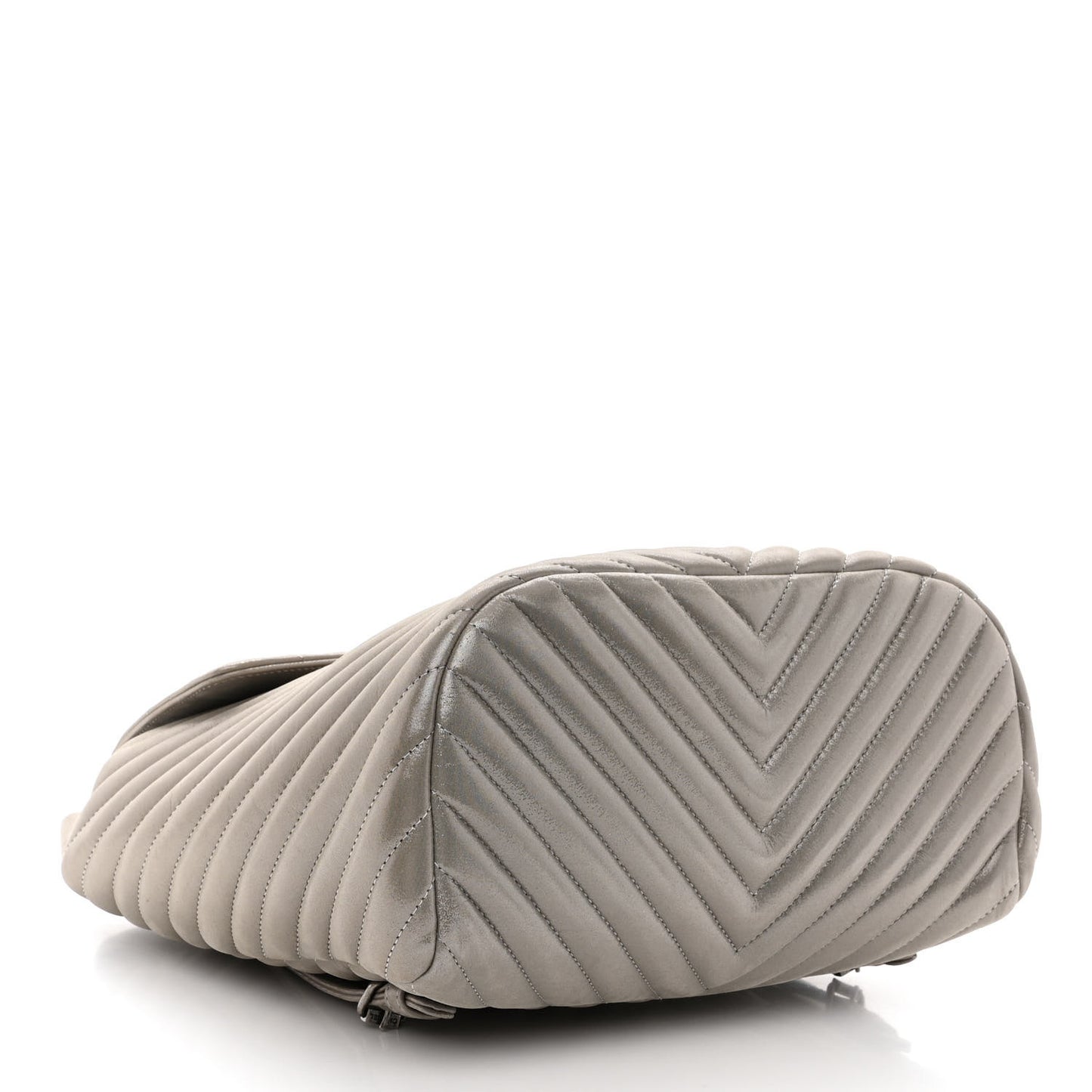 Iridescent Calfskin Chevron Quilted Small Urban Spirit Backpack Silver