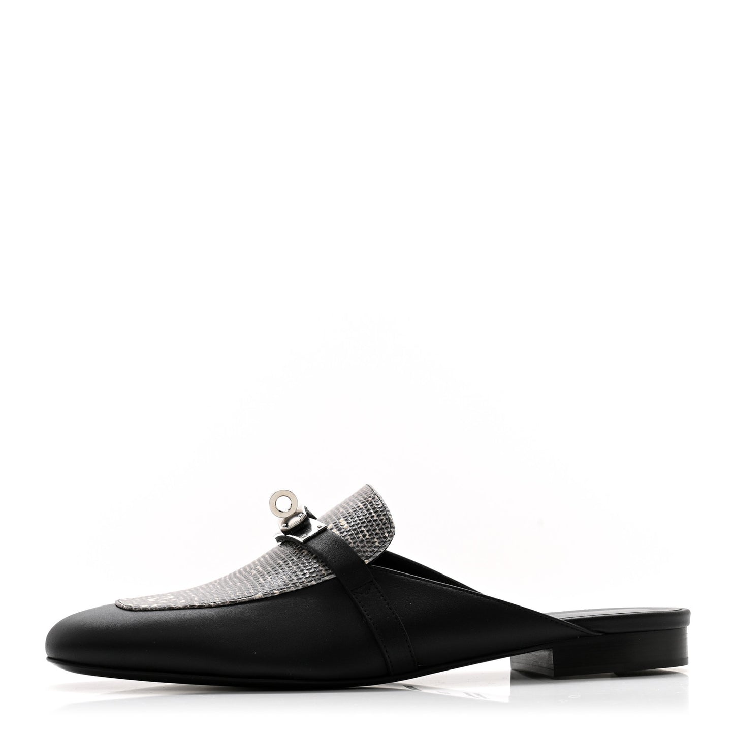 Lizard Calfskin Oz Mules 39 Ombre Black