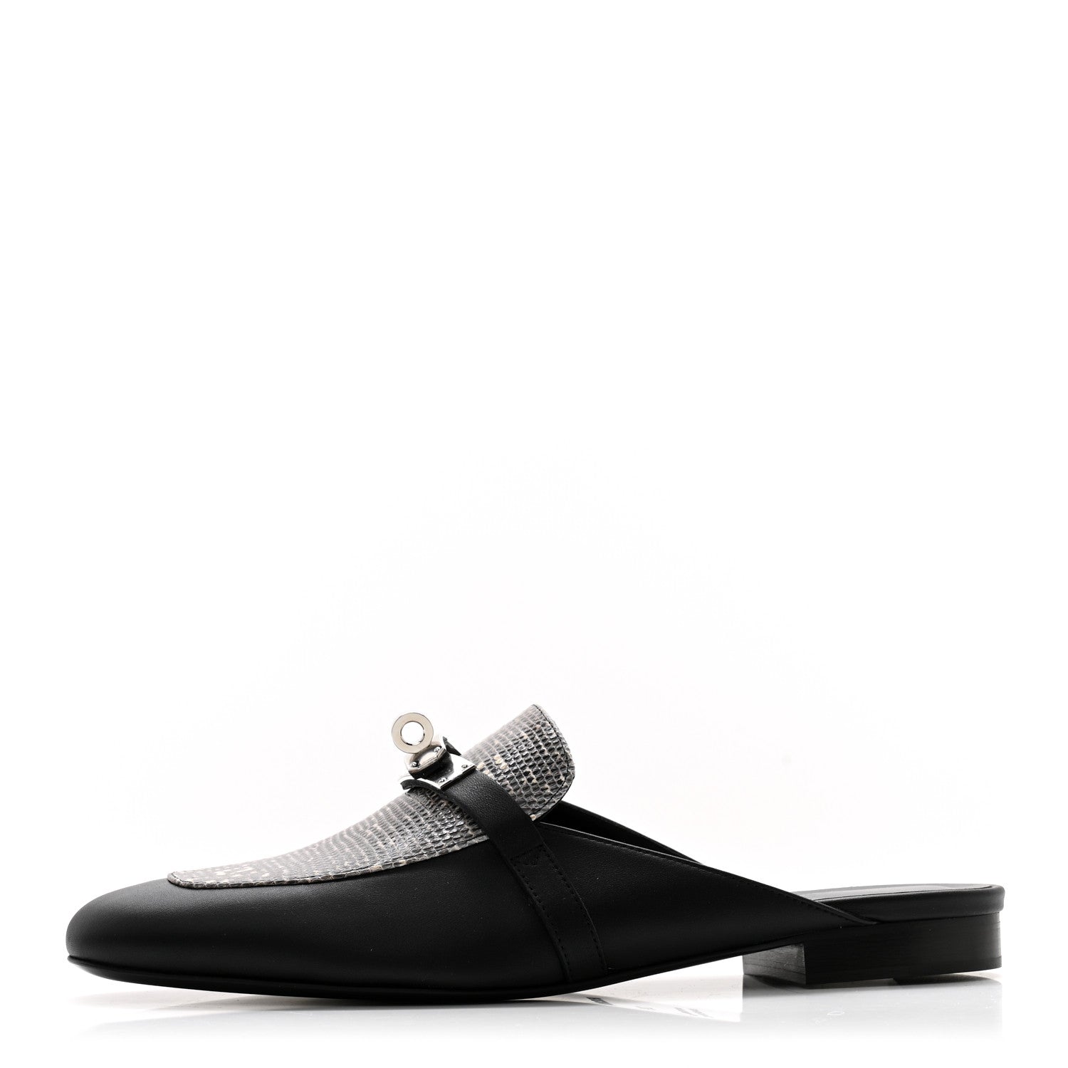 Hermes Lizard Calfskin Oz Mules 39 Ombre Black 1 of 9