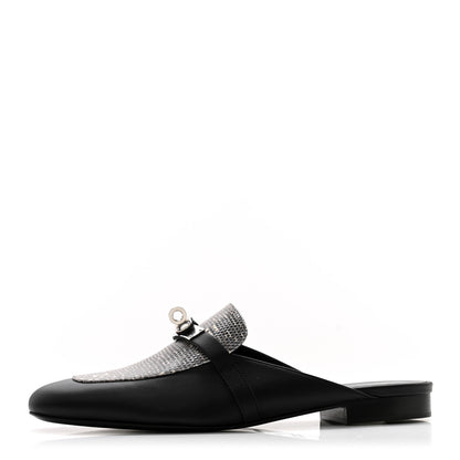 Hermes Lizard Calfskin Oz Mules 39 Ombre Black 1 of 9