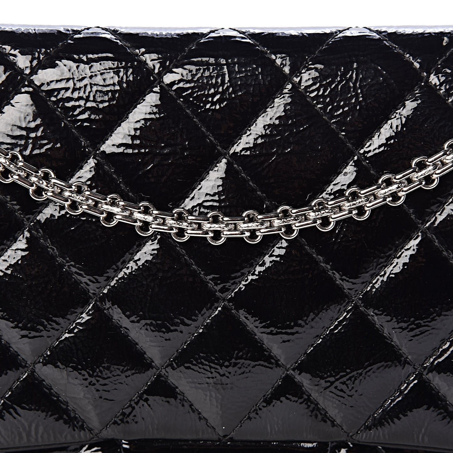 Distressed Patent Quilted 2.55 Reissue 227 Flap Black
