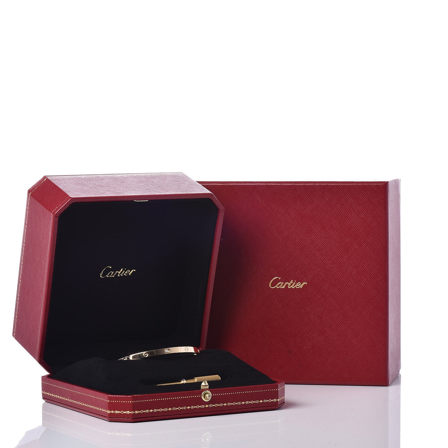 18K Yellow Gold 6 Diamond Small LOVE Bracelet 16