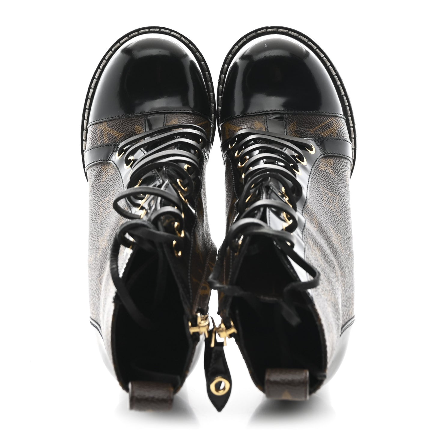 Patent Calfskin Monogram Star Trail Ankle Boots 37.5 Black