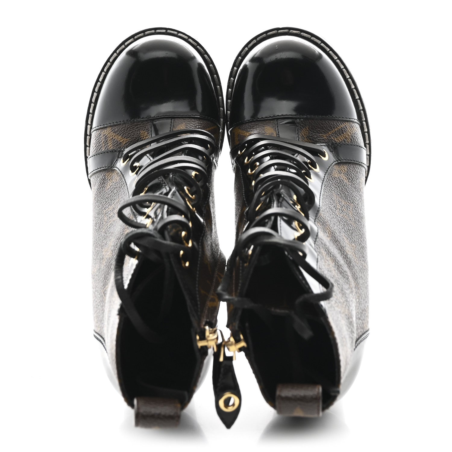 Louis Vuitton Patent Calfskin Monogram Star Trail Ankle Boots 37.5 Black 2 of 10