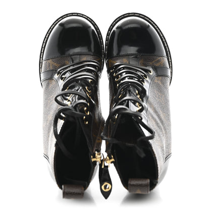 Louis Vuitton Patent Calfskin Monogram Star Trail Ankle Boots 37.5 Black 2 of 10