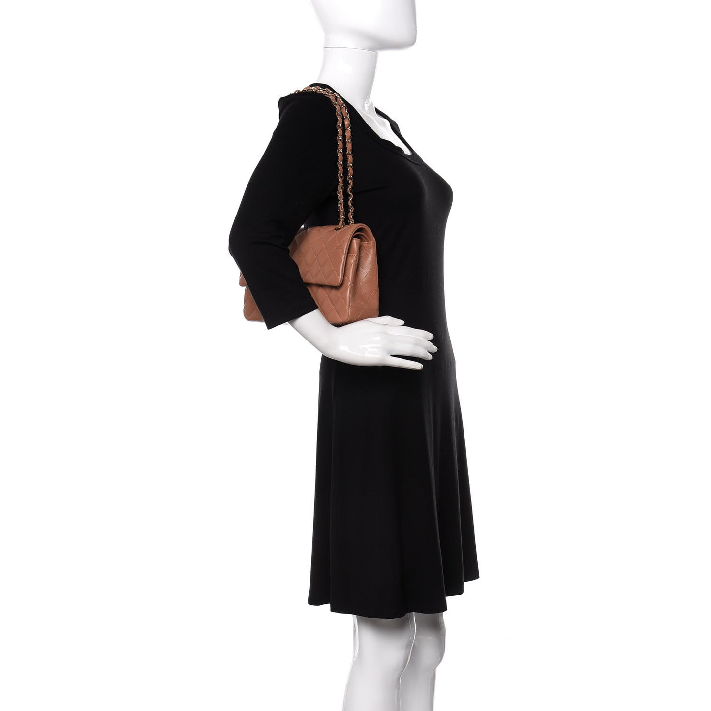 Lambskin Quilted Medium Double Flap Brown