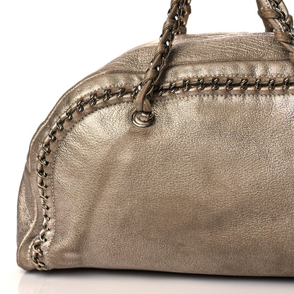 Chanel Metallic Goatskin Large Luxe Ligne Bowler Gold 14 of 15