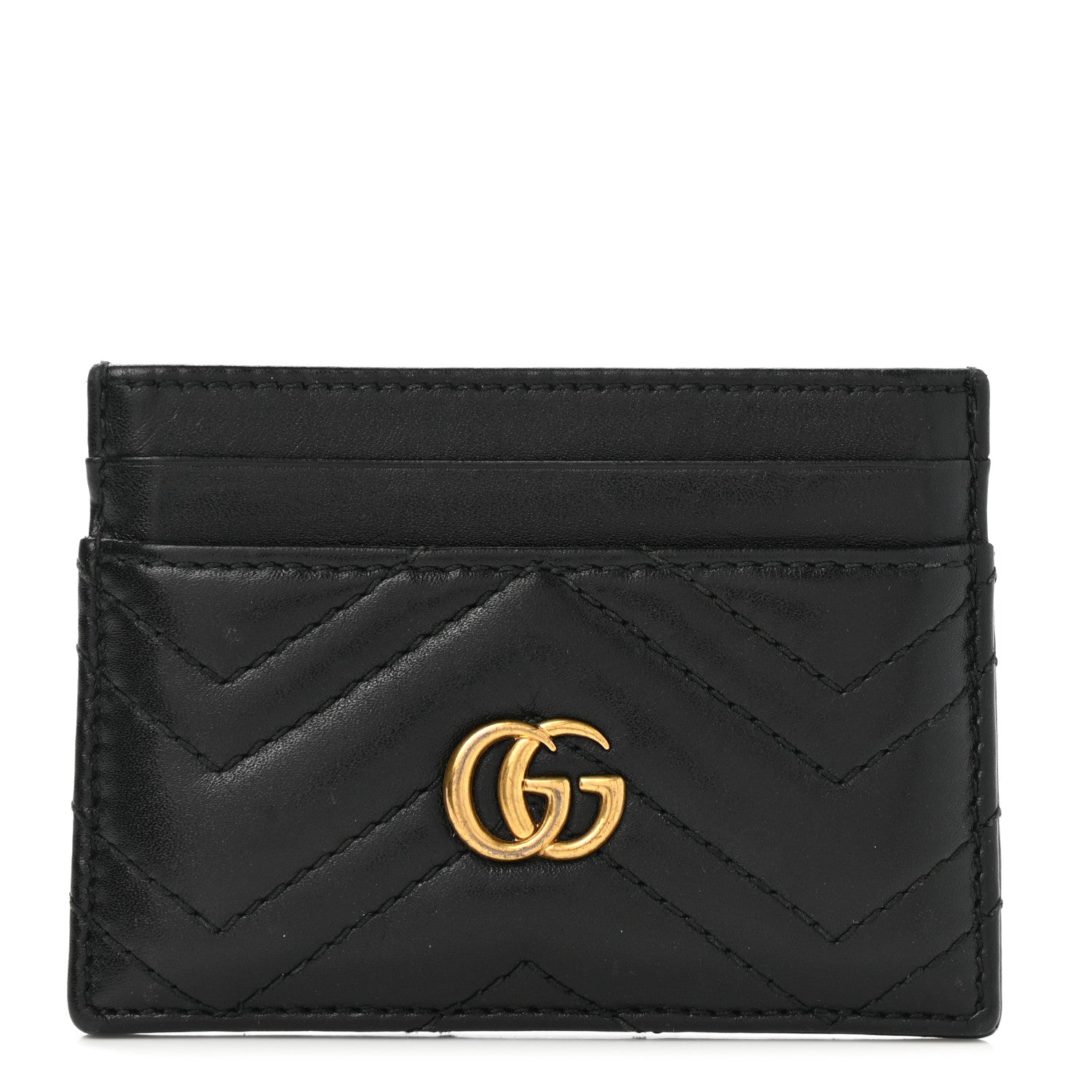 Gucci Calfskin Matelasse GG Marmont Card Holder Black 1 of 6