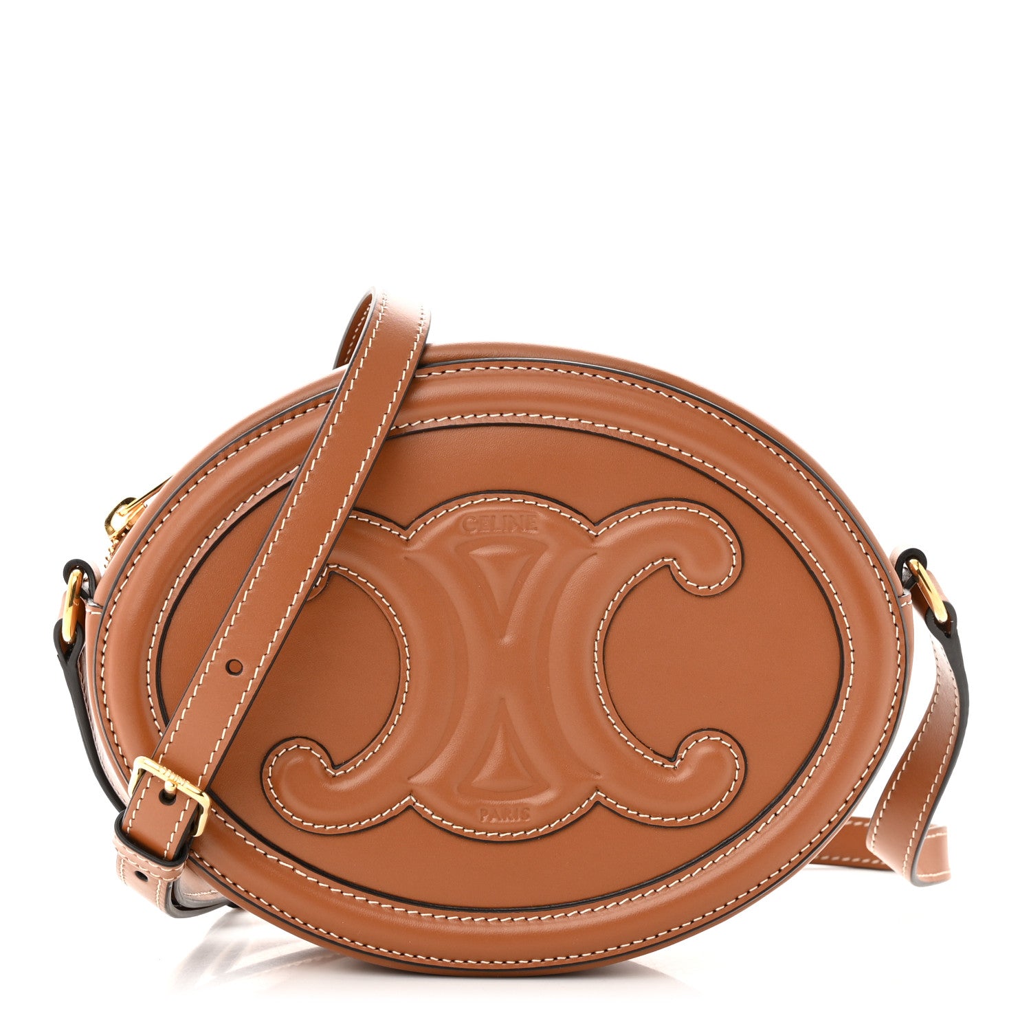 Celine Smooth Calfskin Cuir Triomphe Oval Bag Tan 1 of 10