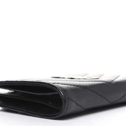 Saint Laurent Grain De Poudre Matelasse Chevron Monogram Zipped Card Case Black 8 of 12