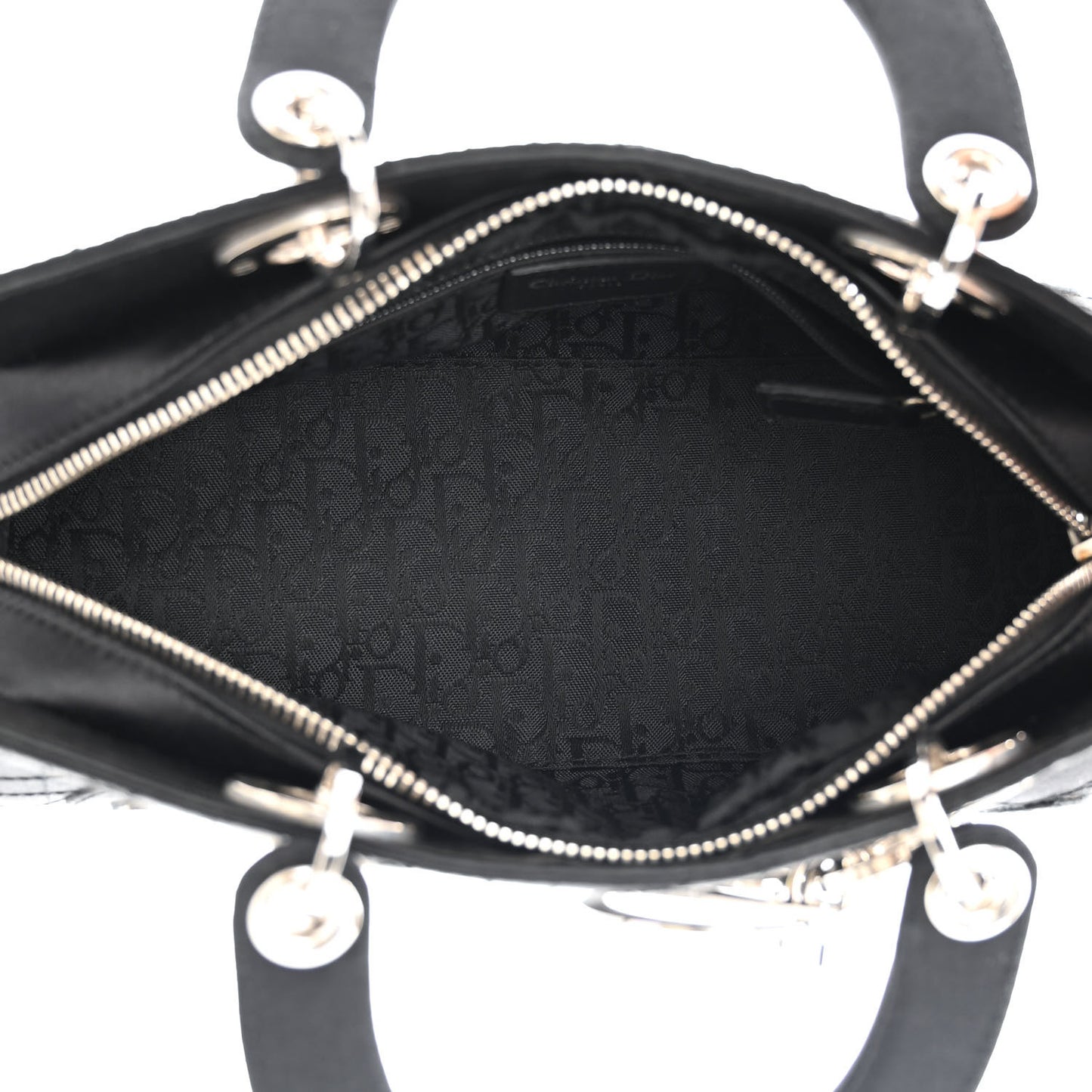 Satin Cannage Stitched Small East West Lady Dior Black