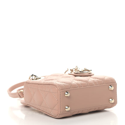 Christian Dior Lambskin Cannage Micro Lady Dior Rose Des Vents 3 of 5