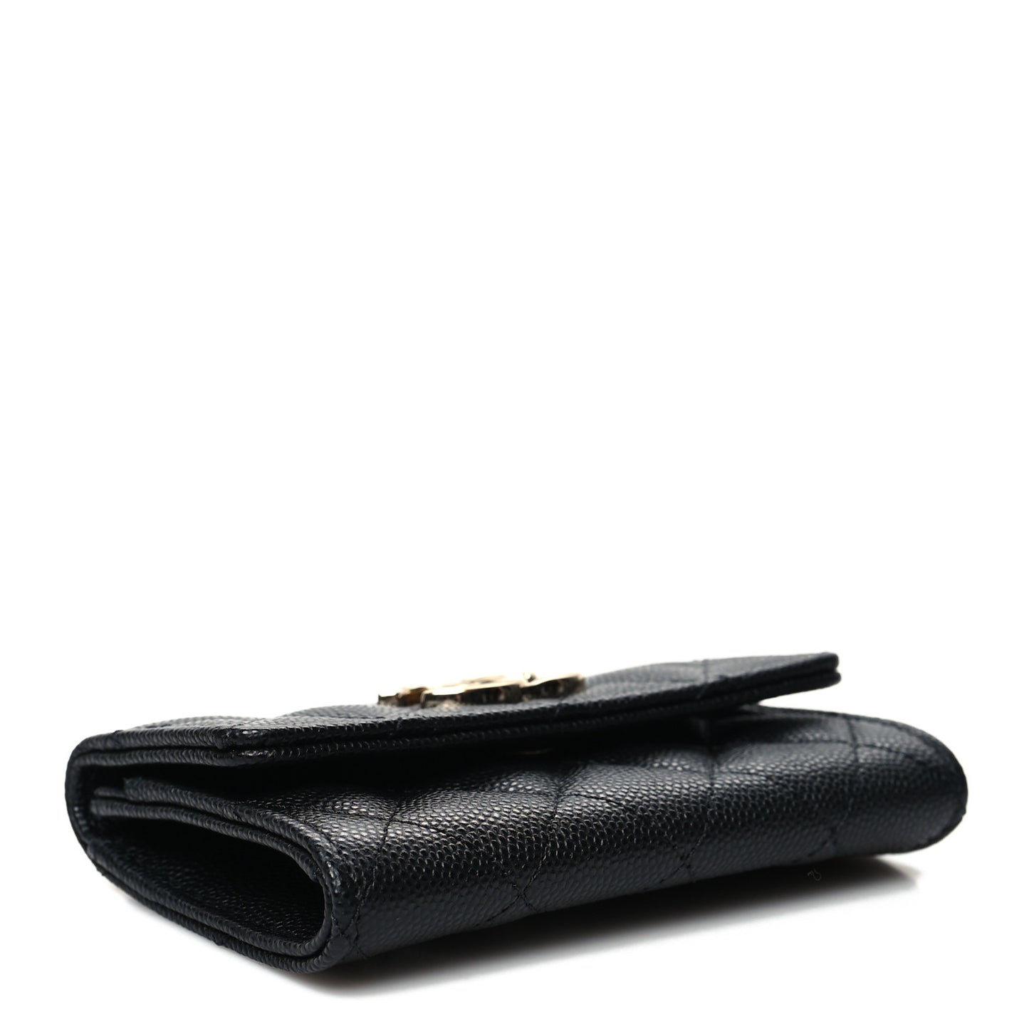 Caviar Quilted CC Racing Flag Flap Card Holder Black
