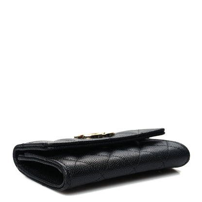 Chanel Caviar Quilted CC Racing Flag Flap Card Holder Black 4 of 9