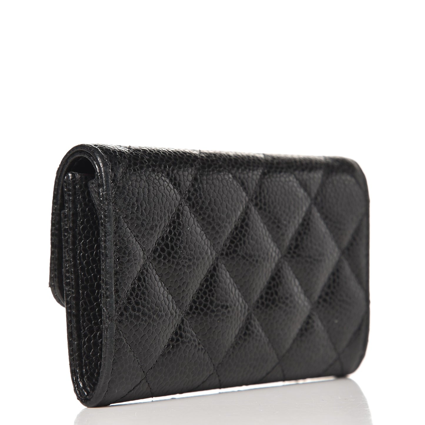 Caviar Quilted Flap Card Holder Black