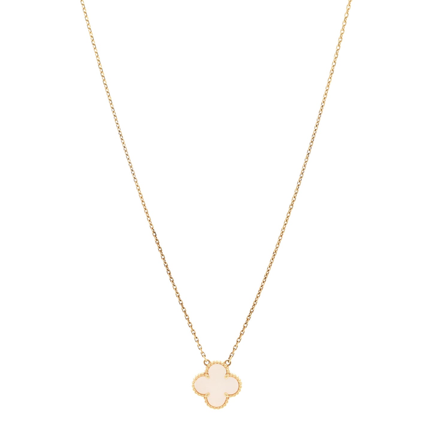 18K Gold Mother of Pearl Vintage Alhambra Pendant Necklace
