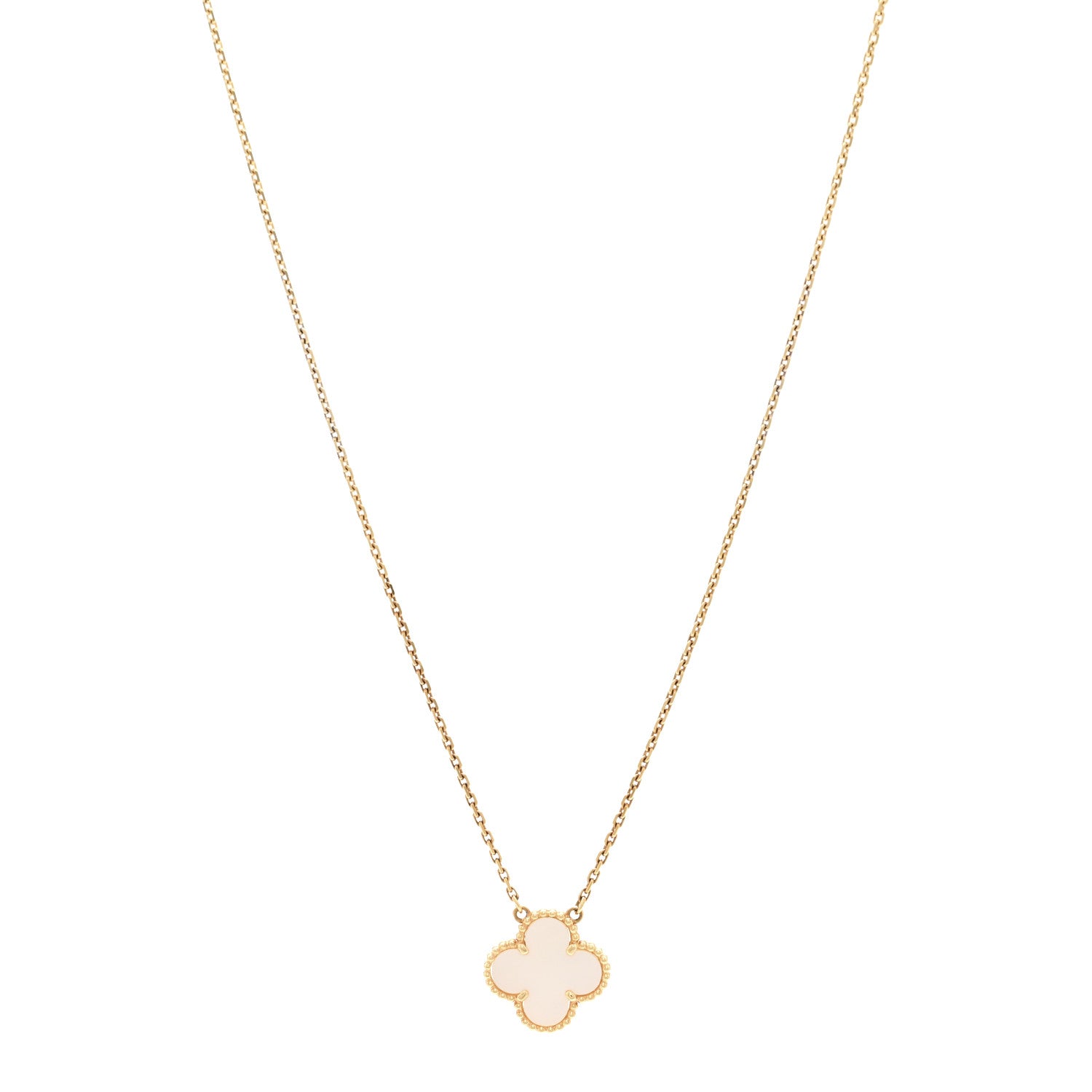 Van Cleef & Arpels 18K Gold Mother of Pearl Vintage Alhambra Pendant Necklace 1 of 6