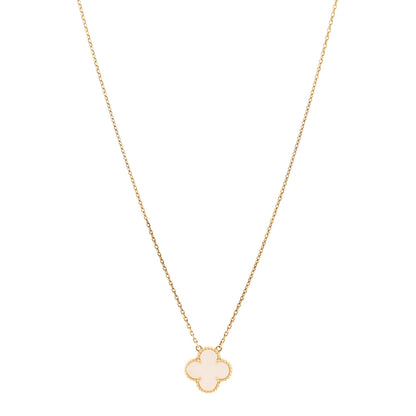 Van Cleef & Arpels 18K Gold Mother of Pearl Vintage Alhambra Pendant Necklace 1 of 6
