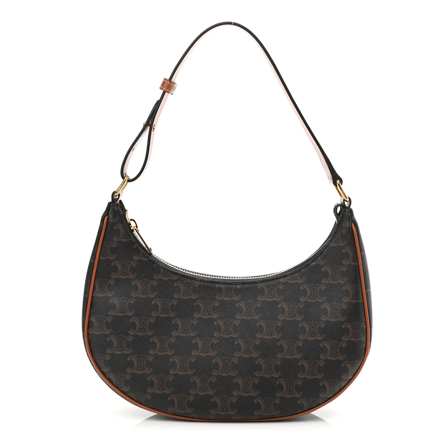 Celine Triomphe Canvas Calfskin Ava Shoulder Bag Tan 1 of 11
