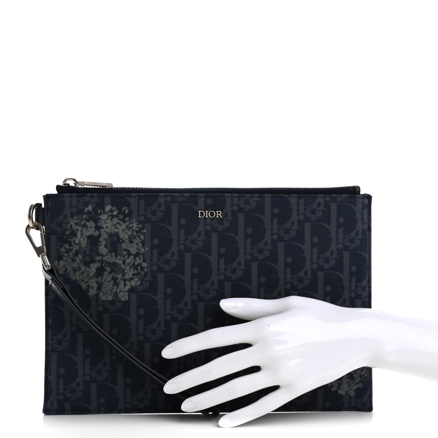 Christian Dior x Denim Tears A5 Oblique Flat Pouch Wristlet Blue 2 of 8