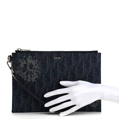 Christian Dior x Denim Tears A5 Oblique Flat Pouch Wristlet Blue 2 of 8