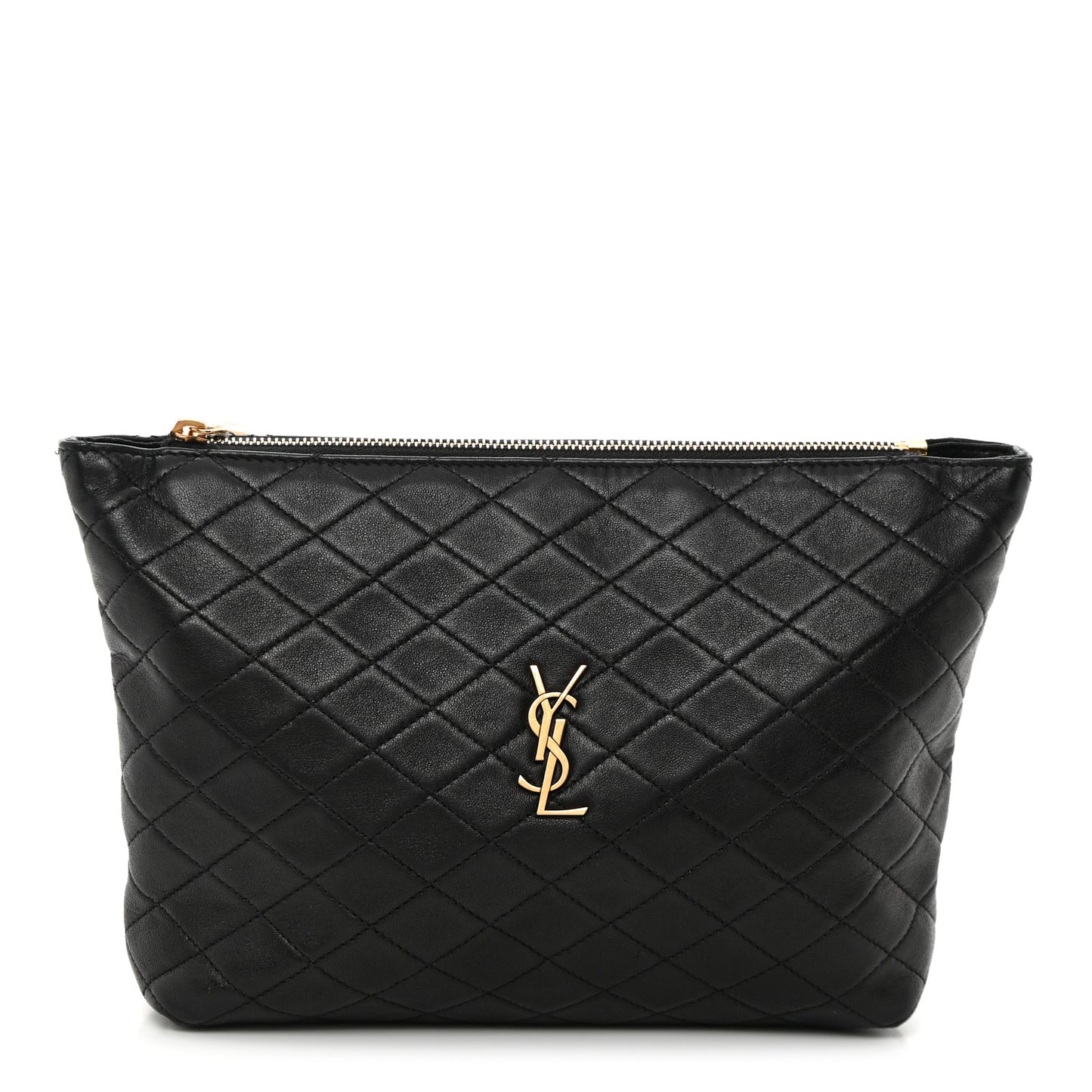 Lambskin Quilted Gaby Cosmetic Pouch Black