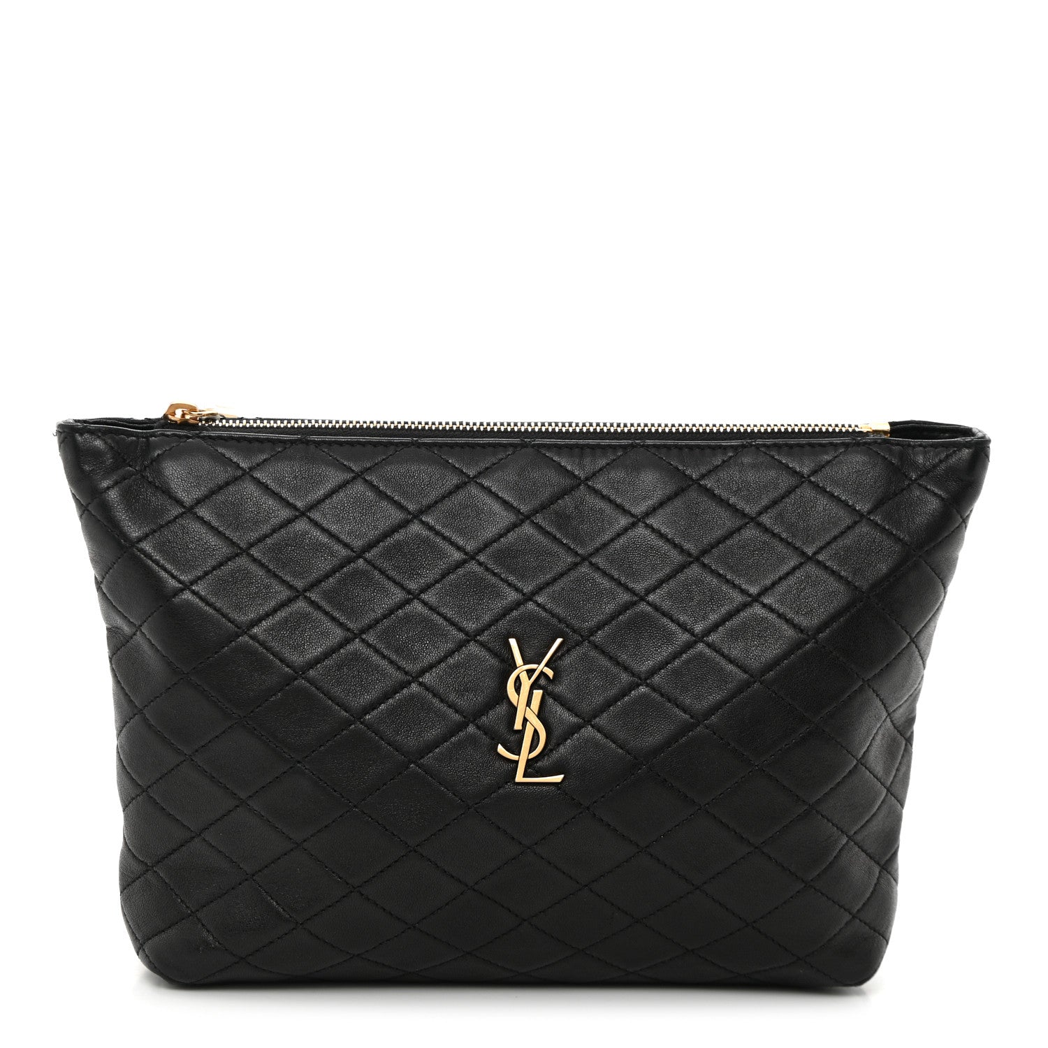 Saint Laurent Lambskin Quilted Gaby Cosmetic Pouch Black 1 of 12
