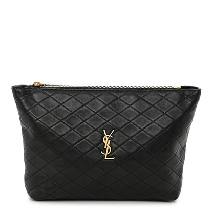 Saint Laurent Lambskin Quilted Gaby Cosmetic Pouch Black 1 of 12