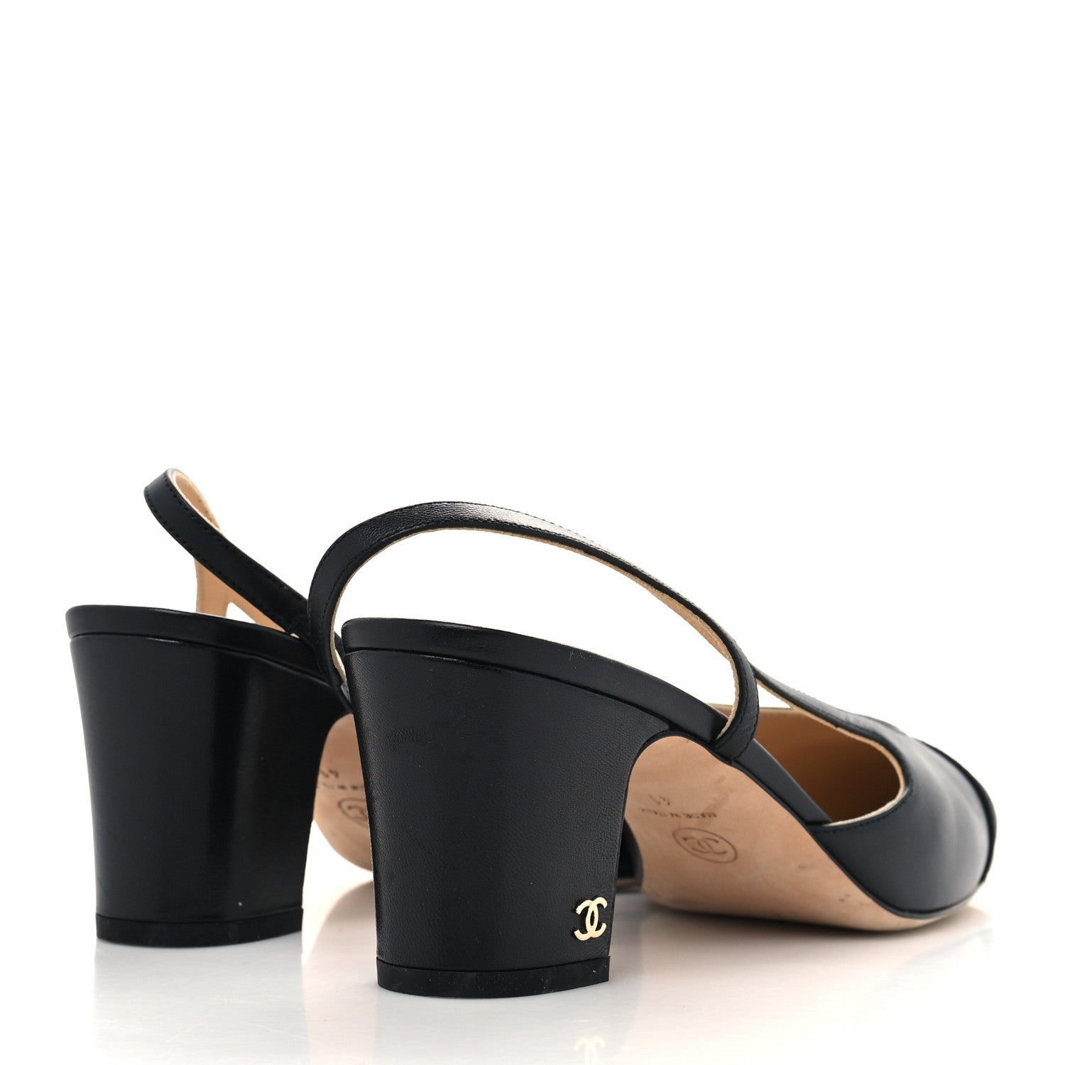 Chanel Goatskin Grosgrain Cap Toe CC Slingback Sandals 41 Black 4 of 8