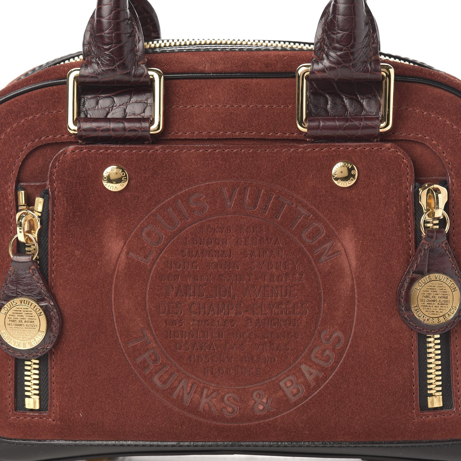 Louis Vuitton Suede Stamped Havane Bowler PM Brun 12 of 12