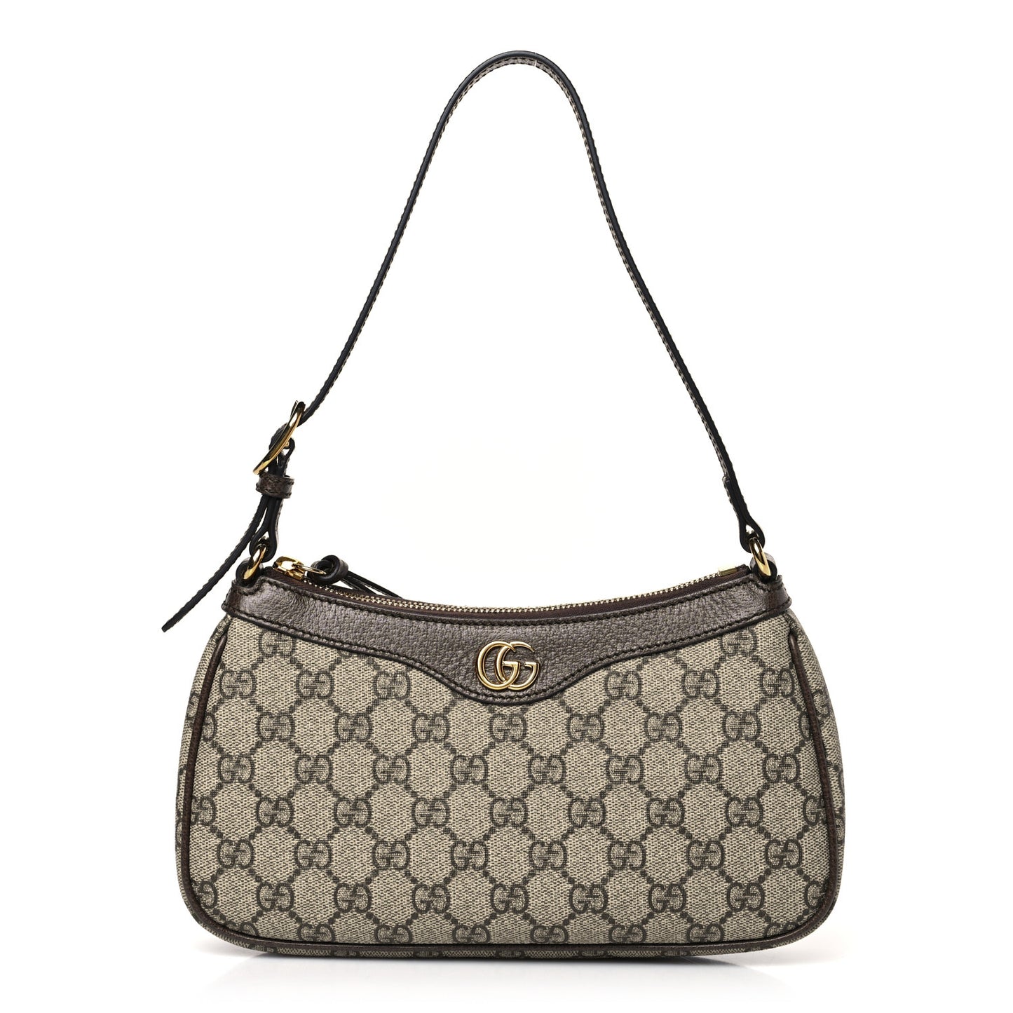 GG Supreme Monogram Textured Dollar Calfskin Small Ophidia Hobo Beige Ebony New Acero