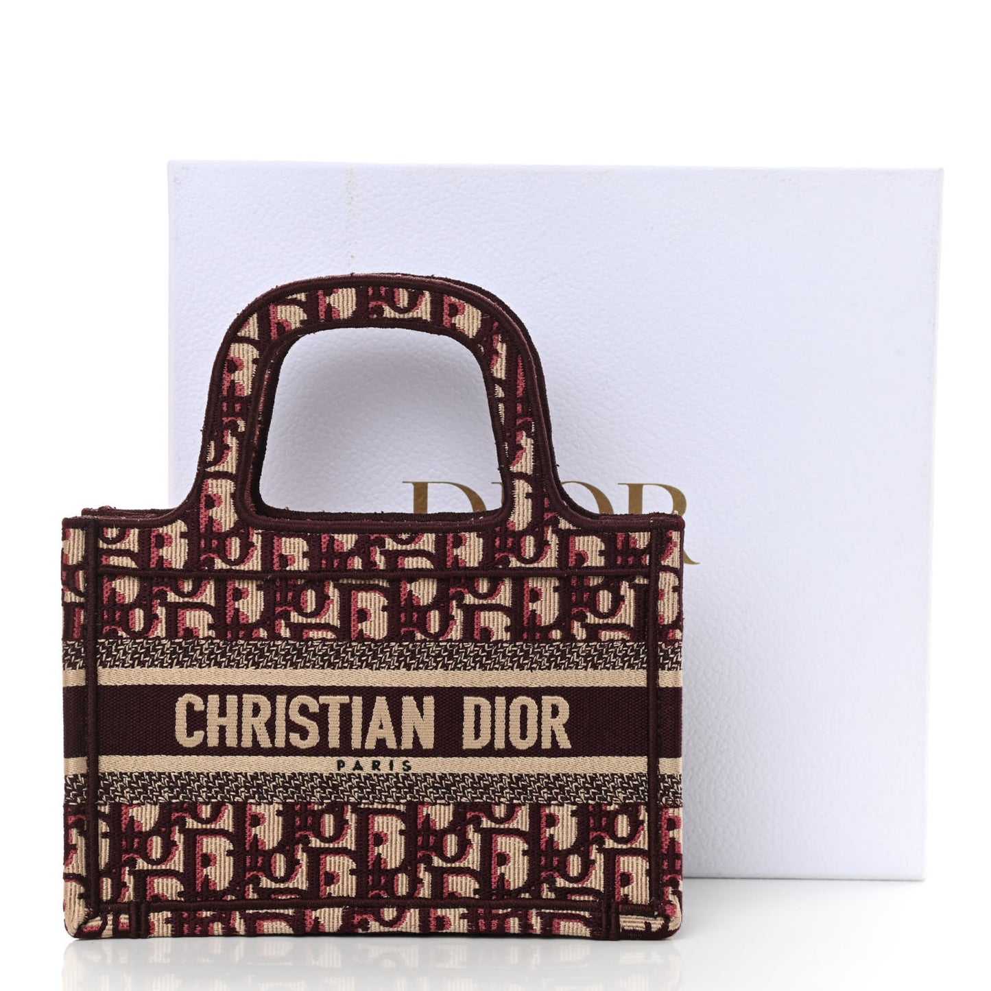 Oblique Mini Book Tote Burgundy Multicolor