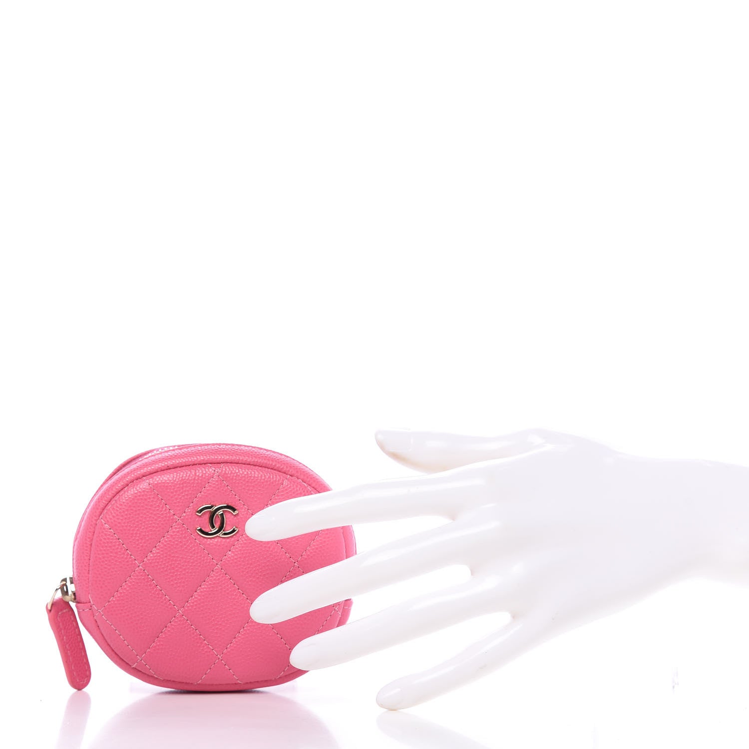 Chanel Shiny Caviar Quilted Zip Around Classic Coin Purse Pink 2 of 10
