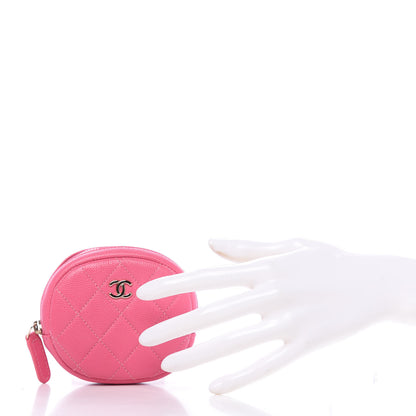Chanel Shiny Caviar Quilted Zip Around Classic Coin Purse Pink 2 of 10