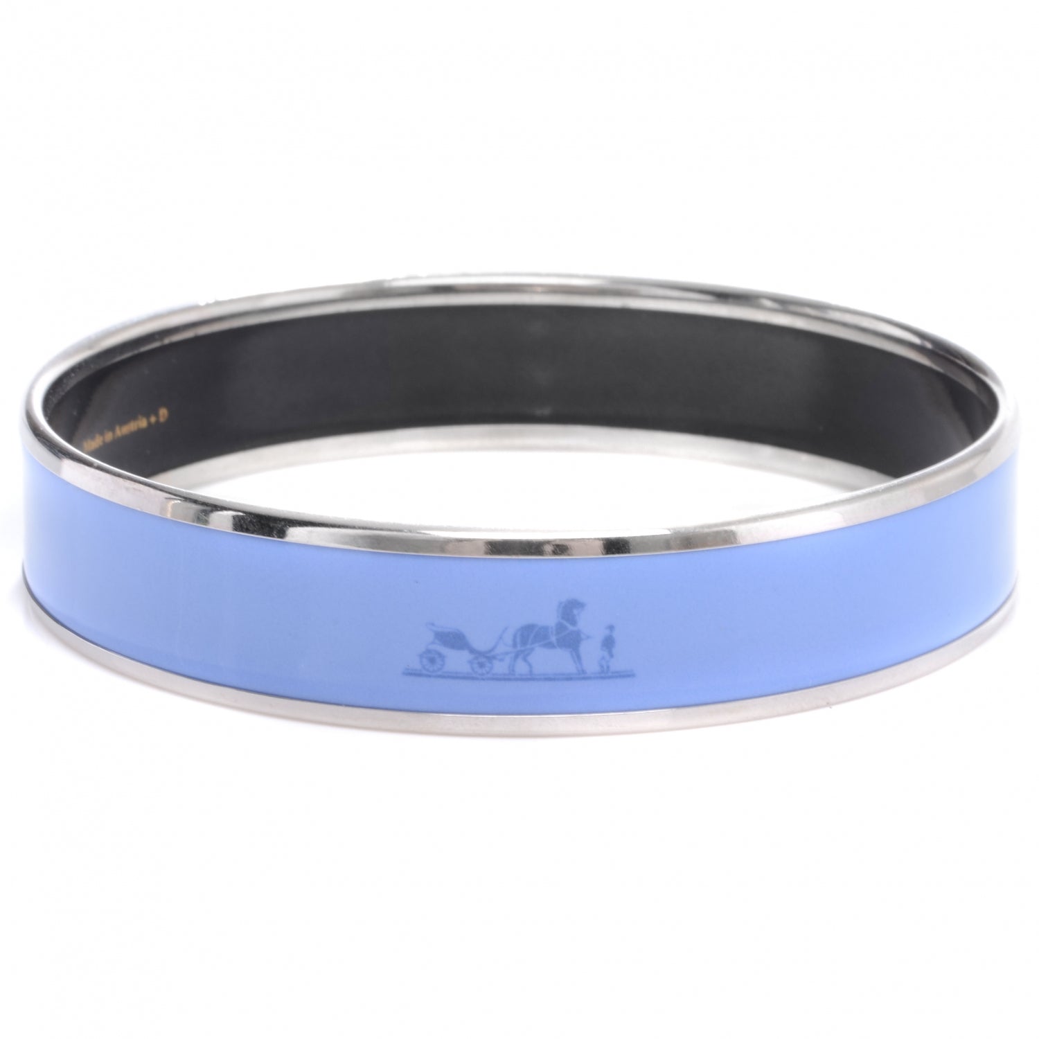 Hermes Enamel Wide Caleche Bracelet 65 Light Bleu 1 of 4